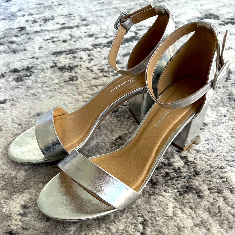 Silver block heels